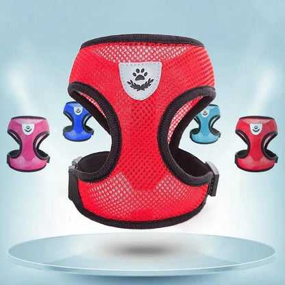 Stevvex adjustable dog harness red mesh with soft padding, reflective patch and control handle on Tampa Home & Garden Store