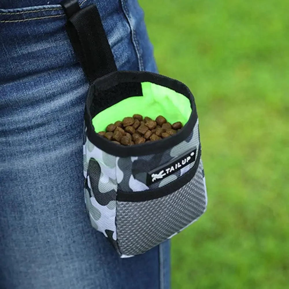 Adjustable dog treat pouch with camo exterior and neon interior belt clip for snacks Talk Up on Tampa Home & Garden Store