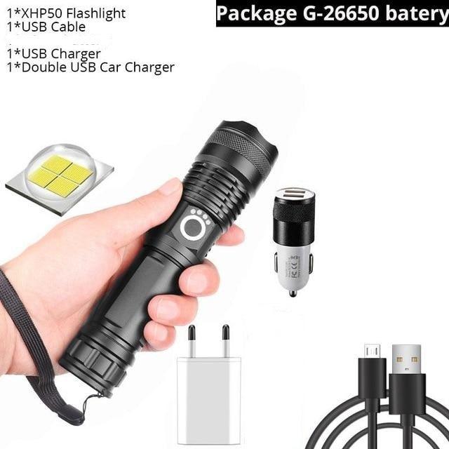 Stevvex ST4LMAP120QL black adjustable USB rechargeable LED flashlight with zoomable beam on Tampa Home & Garden Store