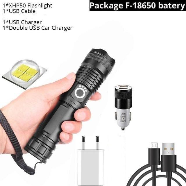 ST4LMAP120QL LED flashlight with adjustable zoom, USB recharge, black metal body USB charger on Tampa Home & Garden Store