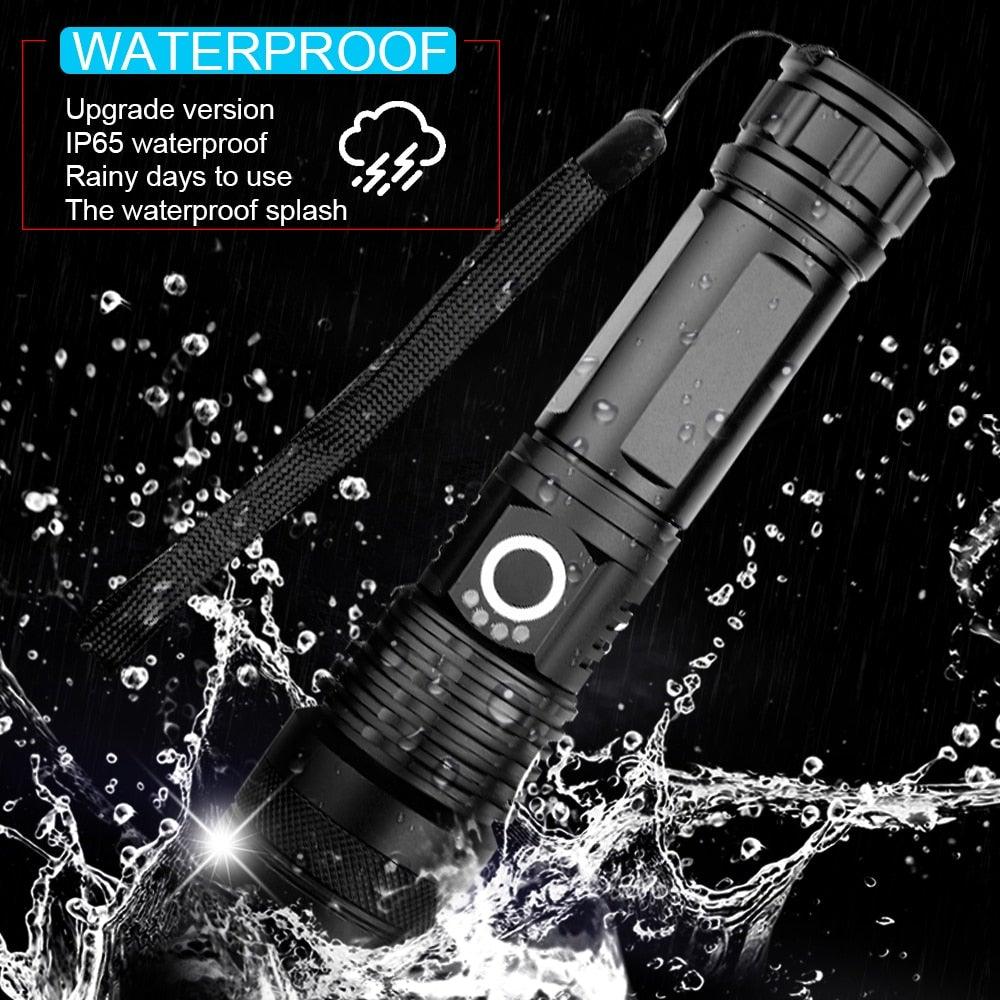 Tactical flashlight Stevvex USB LED with zoomable beam IP65 waterproof on Tampa Home & Garden Store