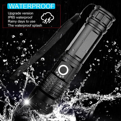 Tactical flashlight Stevvex USB LED with zoomable beam IP65 waterproof on Tampa Home & Garden Store