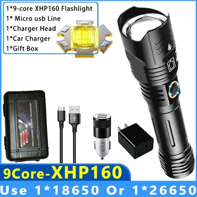 Stevvex adjustable rechargeable tactical flashlight USB LED zoomable IPX65 waterproof torch on Tampa Home & Garden Store