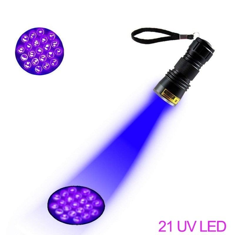 Adjustable rechargeable UV flashlight 21LED black light Stevvex with wrist strap on Tampa Home & Garden Store