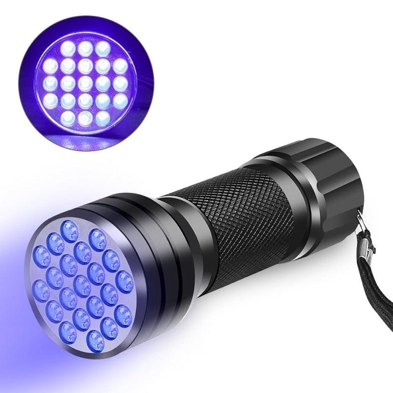 Stevvex adjustable rechargeable UV flashlight 21LED black handheld torch with wrist strap on Tampa Home & Garden Store