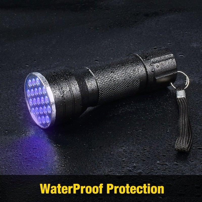 UV flashlight Stevvex black light with 21 LEDs handheld torch, wrist strap, waterproof body on Tampa Home & Garden Store