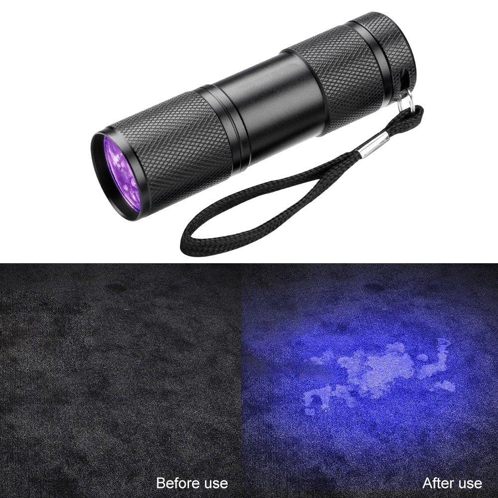 Stevvex black UV flashlight with wrist strap, adjustable 21/12LED for bed bugs and pet urine on Tampa Home & Garden Store