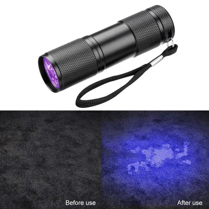 Stevvex black UV flashlight with wrist strap, adjustable 21/12LED for bed bugs and pet urine on Tampa Home & Garden Store