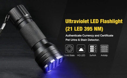 UV flashlight adjustable black handheld torch with 21LED 395 nm on Tampa Home & Garden Store on Tampa Home & Garden Store