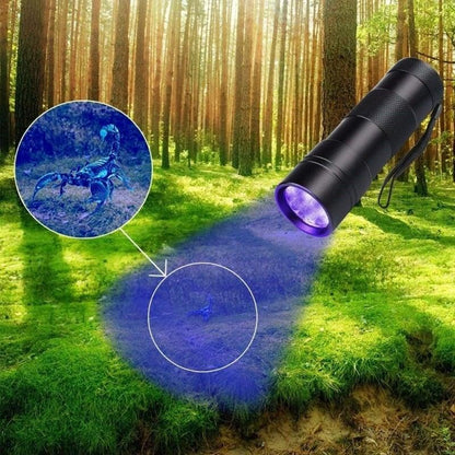 Stevvex adjustable UV flashlight black light portable torch with purple glow on Tampa Home & Garden Store