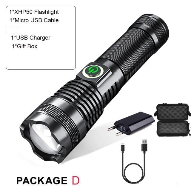 Stevvex flashlight rechargeable with zoomable beam black waterproof LED green power button on Tampa Home & Garden Store
