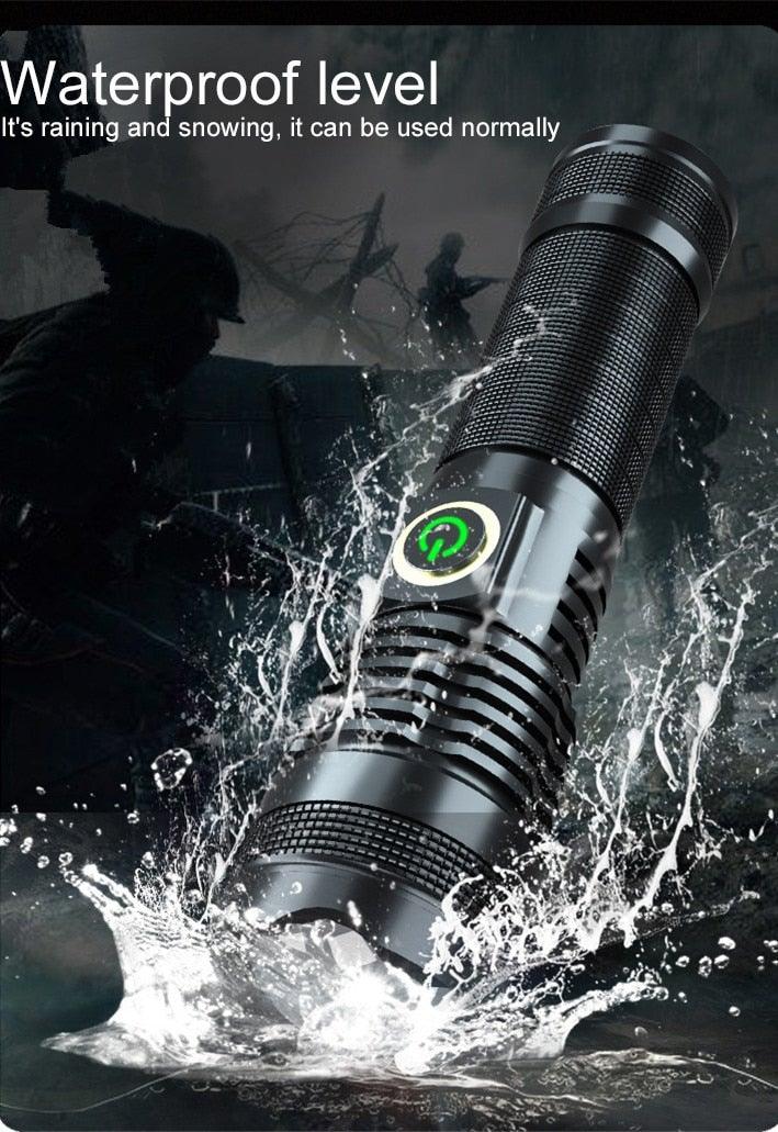 Stevvex ST4LMQPP190 flashlight, black rechargeable LED, waterproof with zoomable beam and 5 modes on Tampa Home & Garden Store