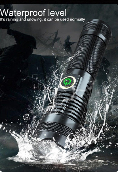 Stevvex ST4LMQPP190 flashlight, black rechargeable LED, waterproof with zoomable beam and 5 modes on Tampa Home & Garden Store