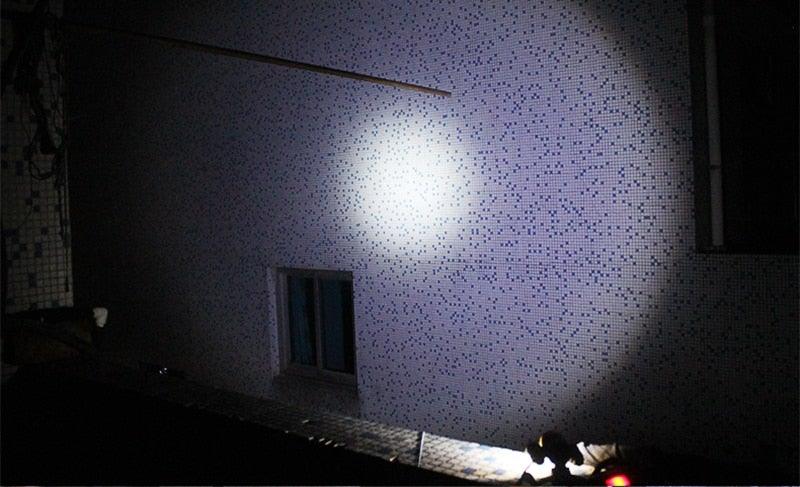 Stevvex adjustable zoomable headlamp with rechargeable LED, bright beam on wall at night on Tampa Home & Garden Store