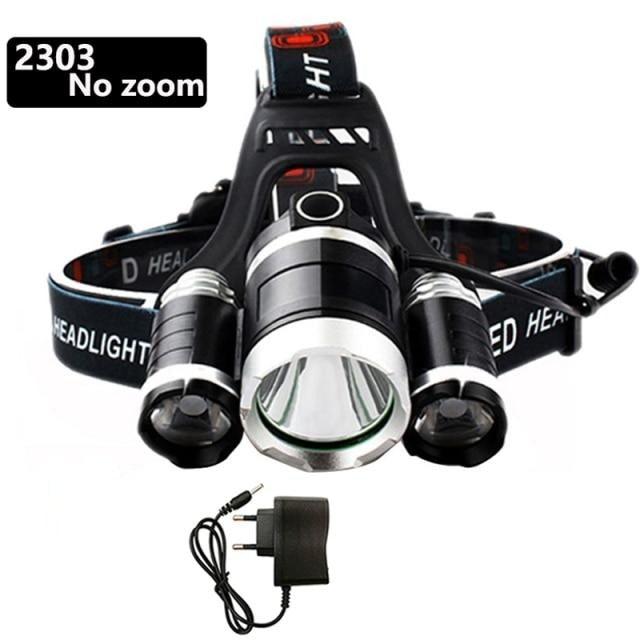 Stevvex headlamp rechargeable LED with dual side lights and large central lens no zoom 2303 on Tampa Home & Garden Store