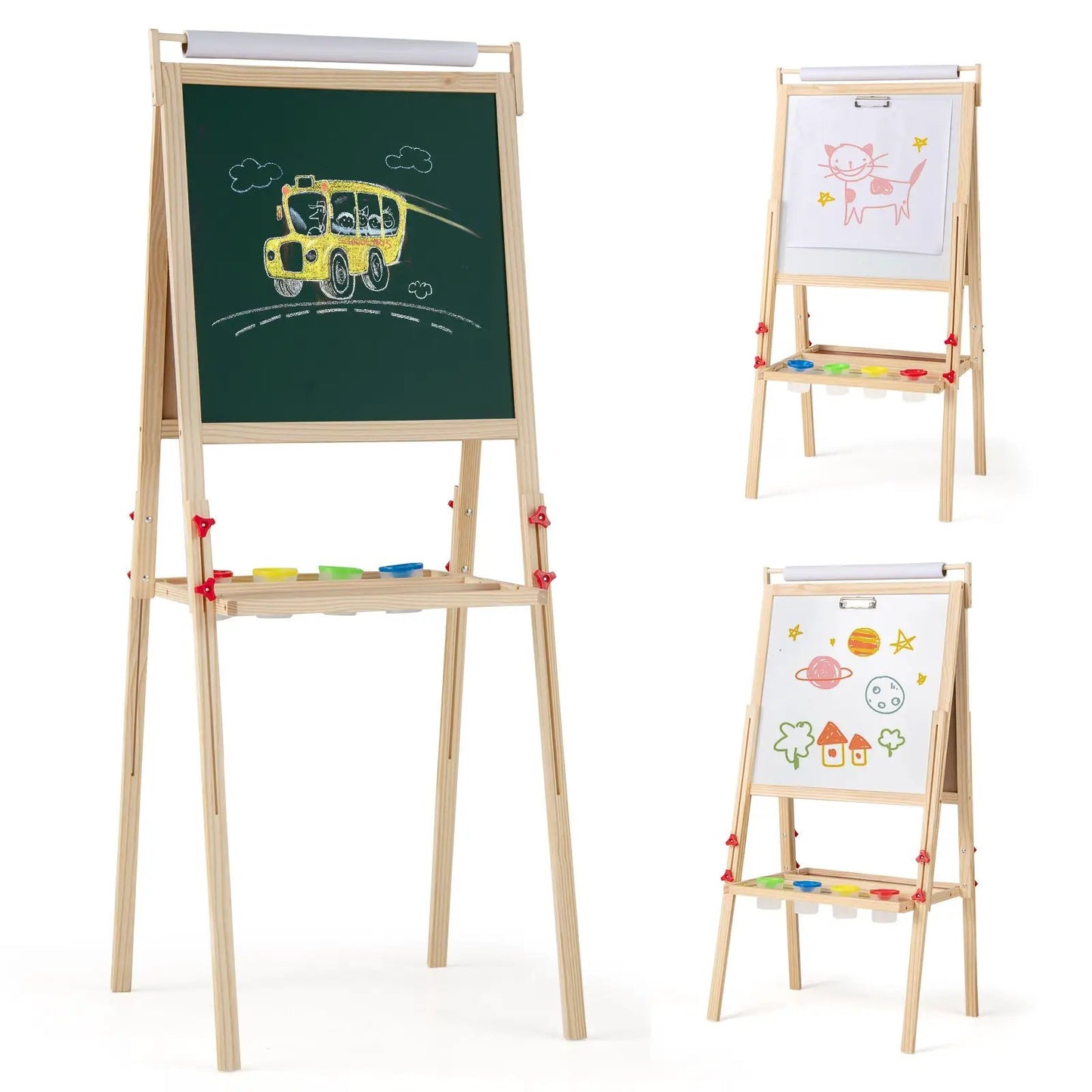 Adjustable Double-Sided Easel with Paint Cups
