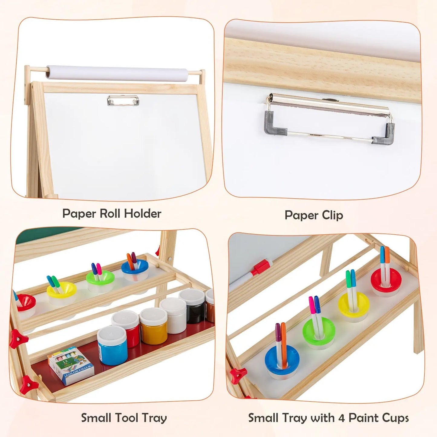 Adjustable Double-Sided Easel with Paint Cups