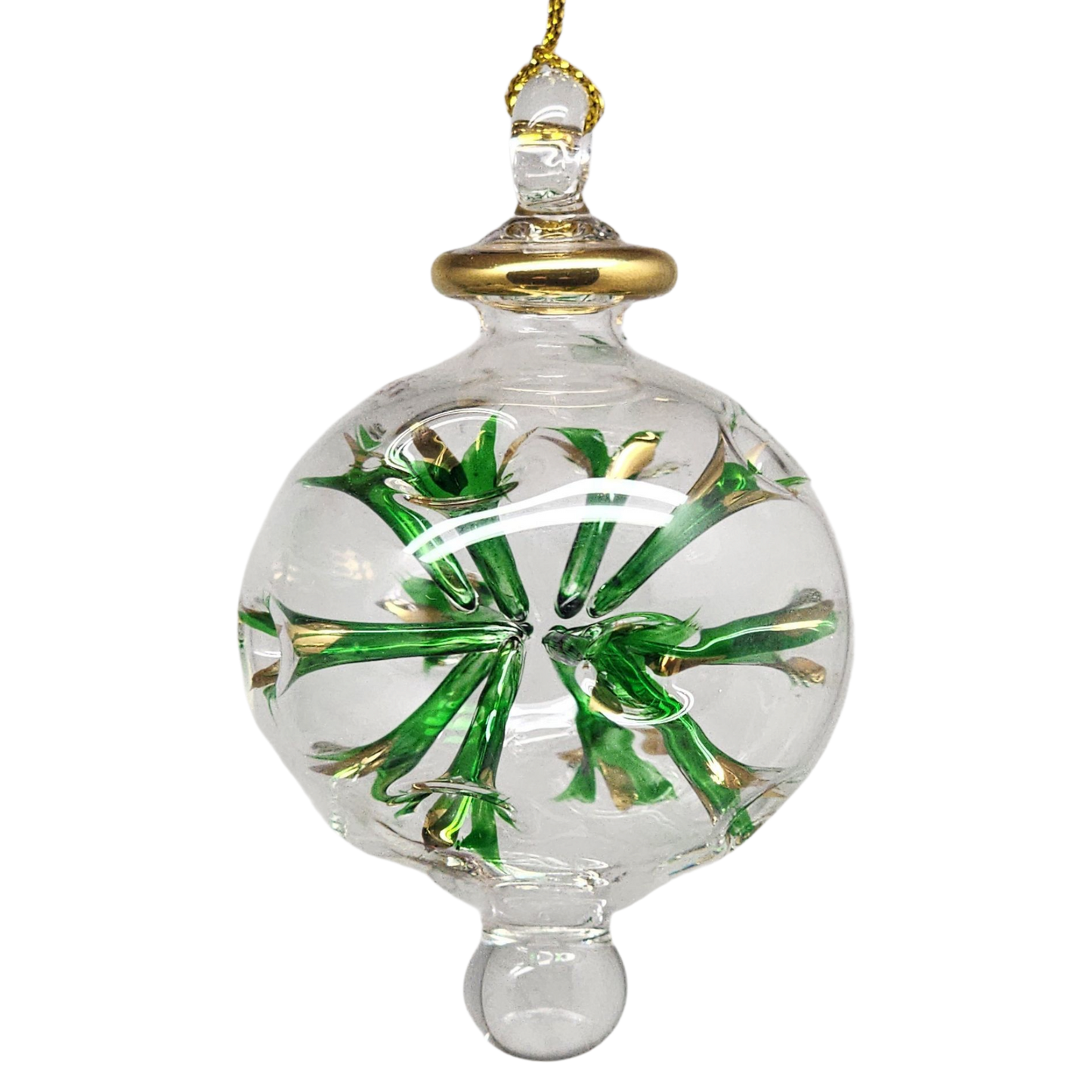 Adorno de estrella perforada de vidrio soplado - Verde