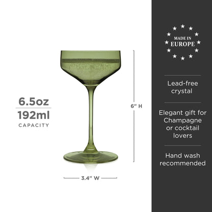European Sage Crystal Coupe Glasses Set of Two