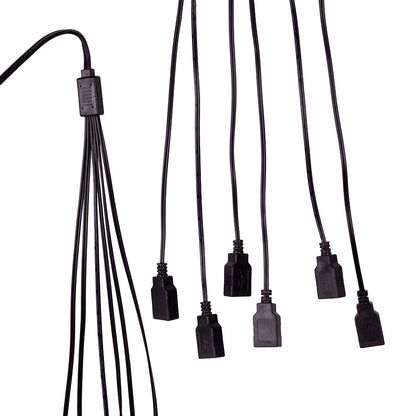 Rallonge USB 6 ports avec prise secteur 2 A - Noire