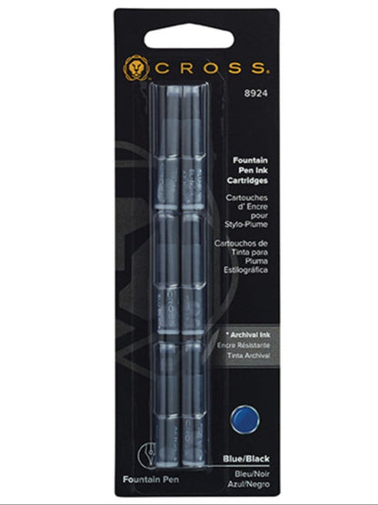 Cross Fountain Pen Ink Cartridges Blue/Black, 6 cartridges per card on Tampa Home & Garden Store