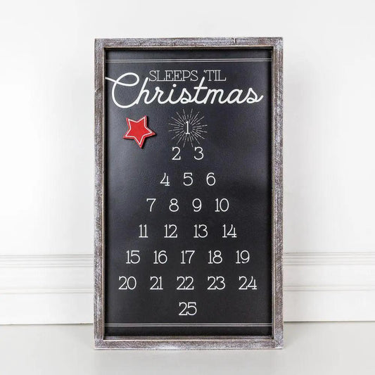 Magnetic Advent Sign Gia Roma chalkboard with white numbers, rustic frame and red star magnet on Tampa Home & Garden Store