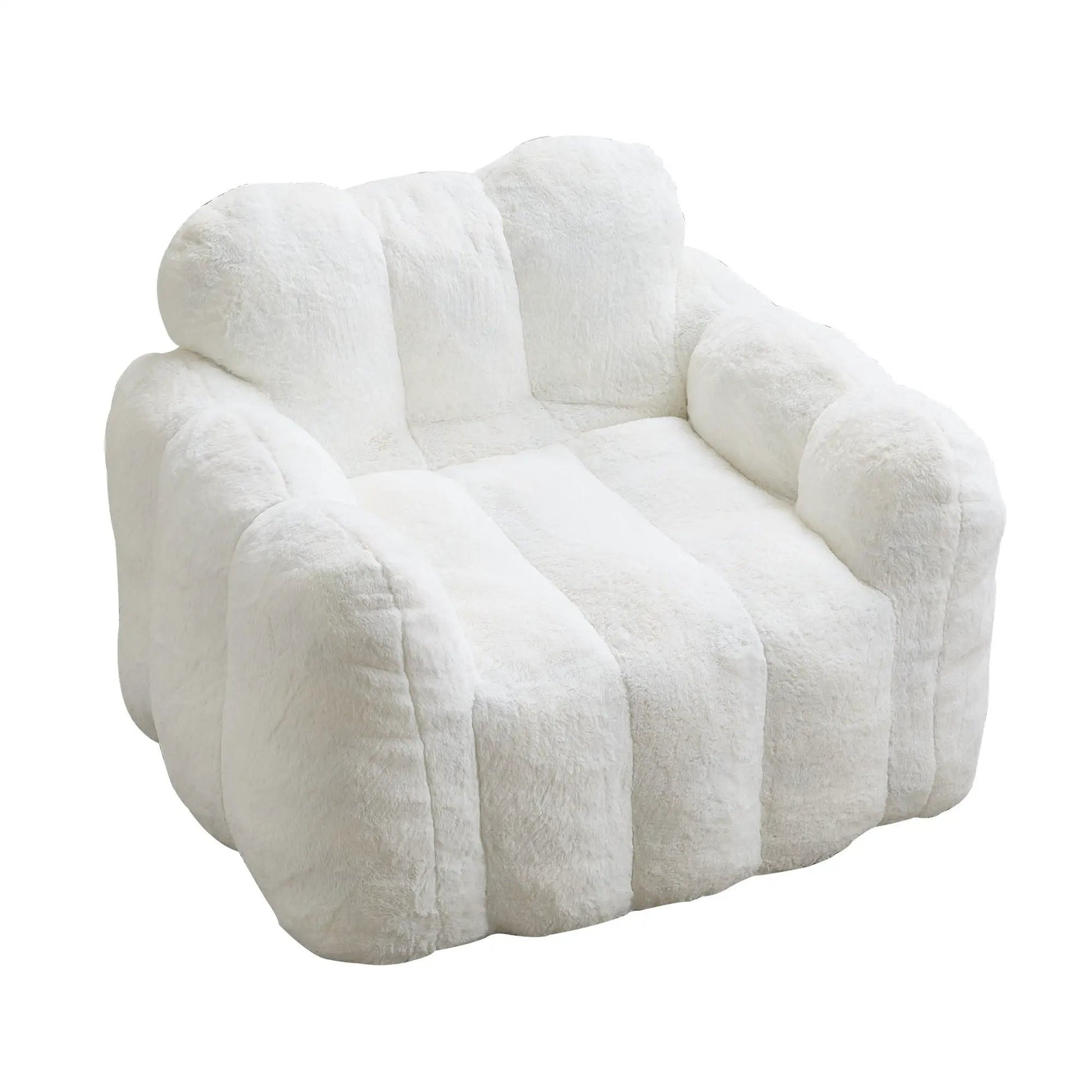 Lotus Style Compression Sofa Bean Bag in white plush fabric by Unique Piece Furniture on Tampa Home & Garden Store