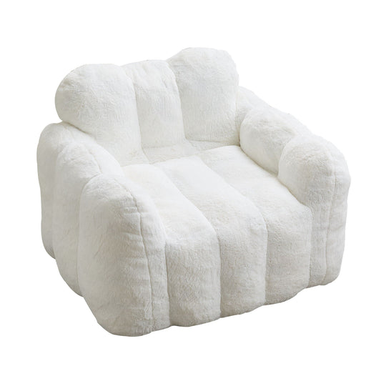 Lotus Style Compression Sofa Bean Bag white plush fabric HouseOfZazla on Tampa Home & Garden Store