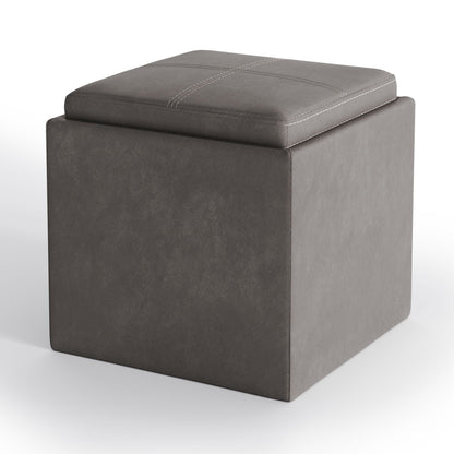 Rockwood Upholstered Cube Ottoman with Tray