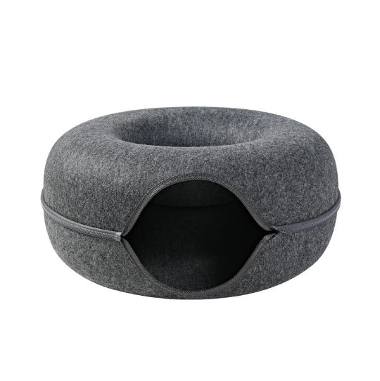 Cat nest tunnel round grey wool felt dual-use bed by Sell My Stuff on Tampa Home & Garden Store