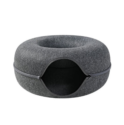 Cat nest tunnel round grey wool felt dual-use bed by Sell My Stuff on Tampa Home & Garden Store