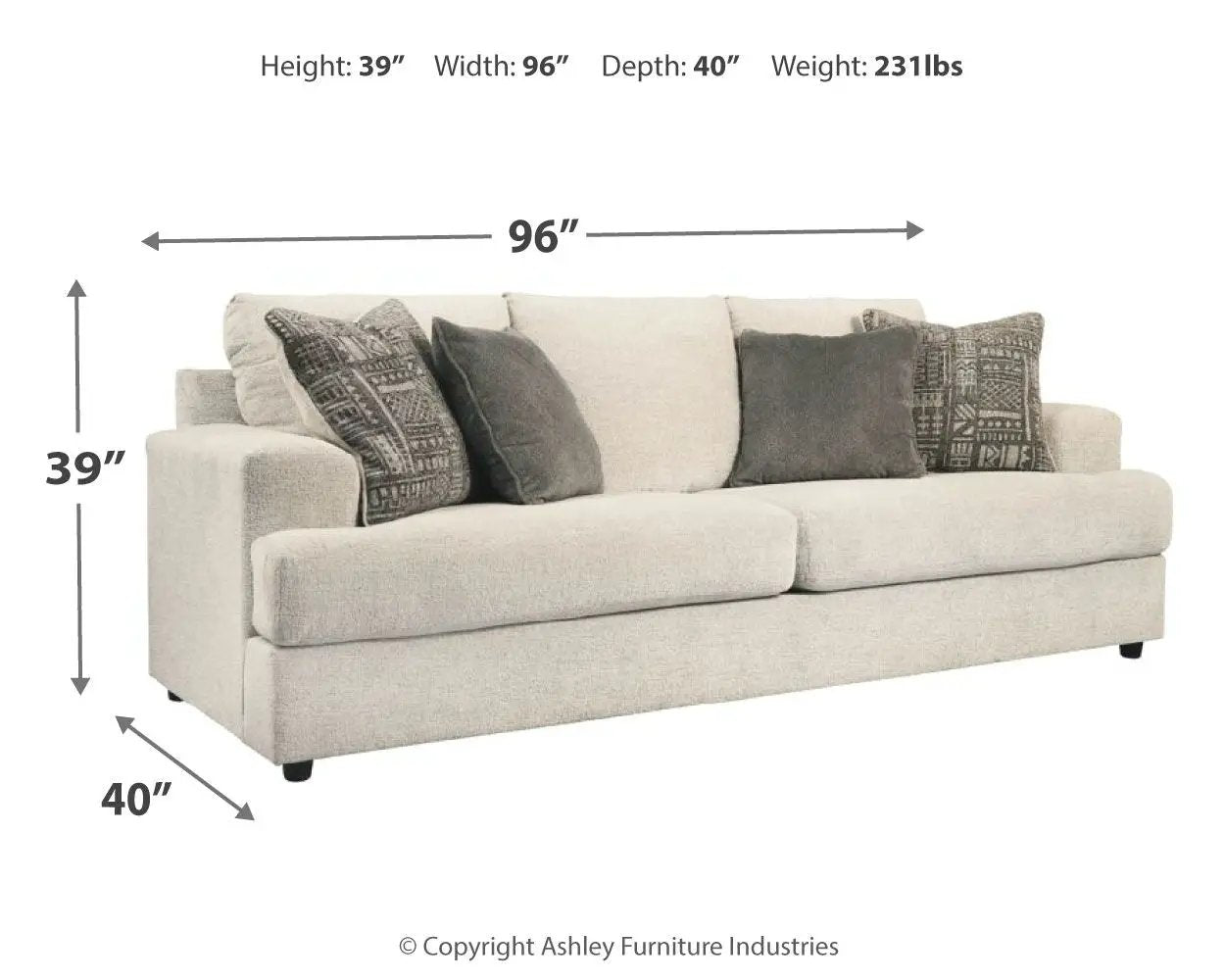 Soletren sleeper sofa by Unique Piece Furniture beige fabric, 96in wide, 39in high, 40in deep on Tampa Home & Garden Store