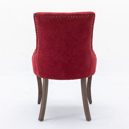 Ultra Side Dining Chair red velvet upholstery with nailhead trim and wood legs on Tampa Home & Garden Store