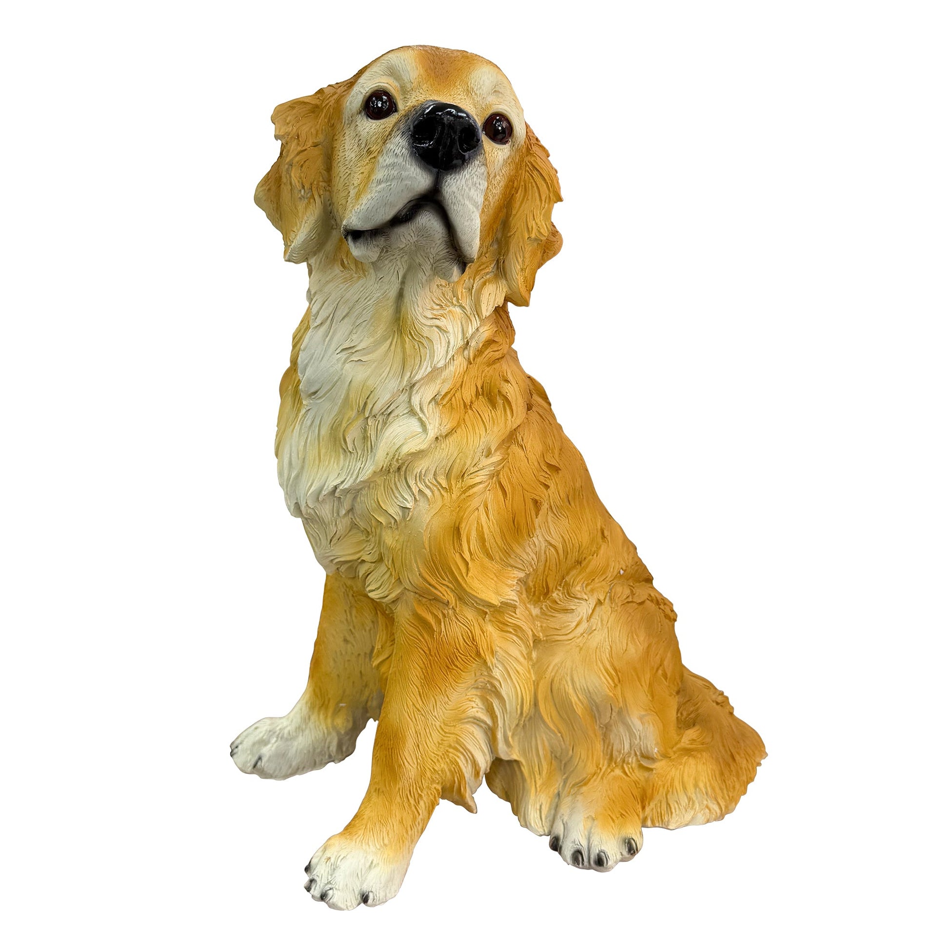 Golden Retriever garden statue by HouseOfZazla with lifelike golden fur and seated pose on Tampa Home & Garden Store