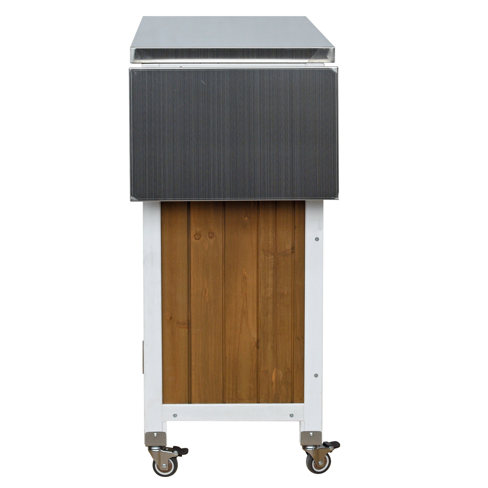 Foldable kitchen island with dark wood panels and metal frame on casters HouseOfZazla on Tampa Home & Garden Store