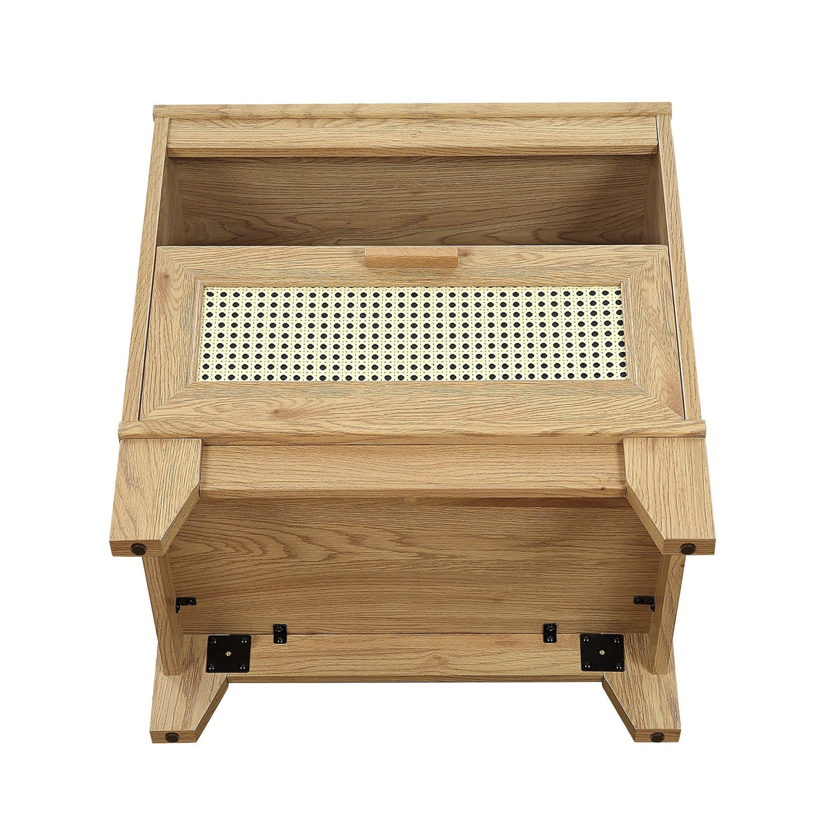Cane accent nightstand with 1 drawer in light brown oak finish, woven cane front, HouseOfZazla on Tampa Home & Garden Store