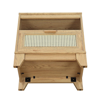 Cane accent nightstand with 1 drawer in light brown oak finish, woven cane front, HouseOfZazla on Tampa Home & Garden Store