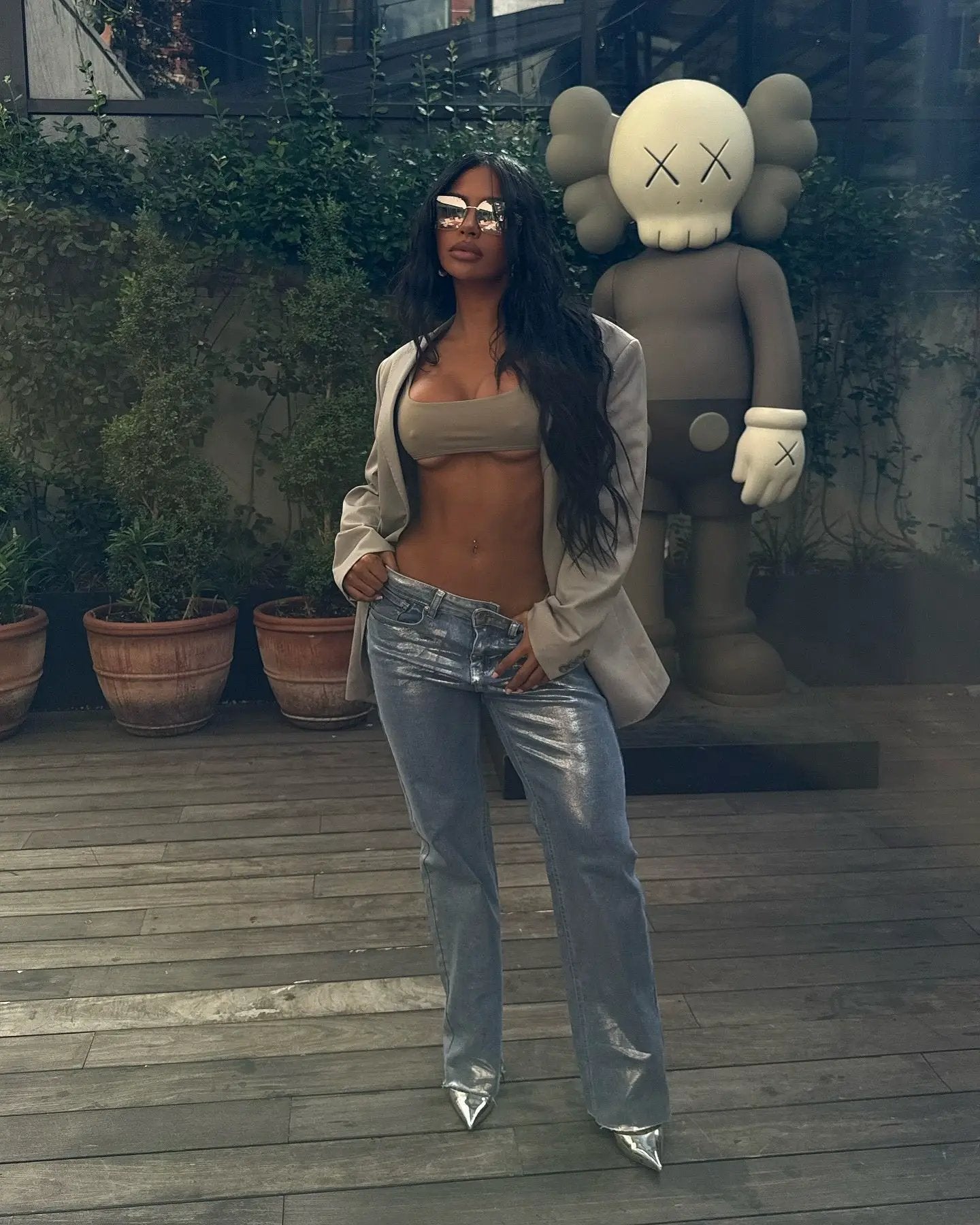 European And American Fashion Retro Silver Loose Jeans metallic finish by FLIPSTYLEZLLC on Tampa Home & Garden Store