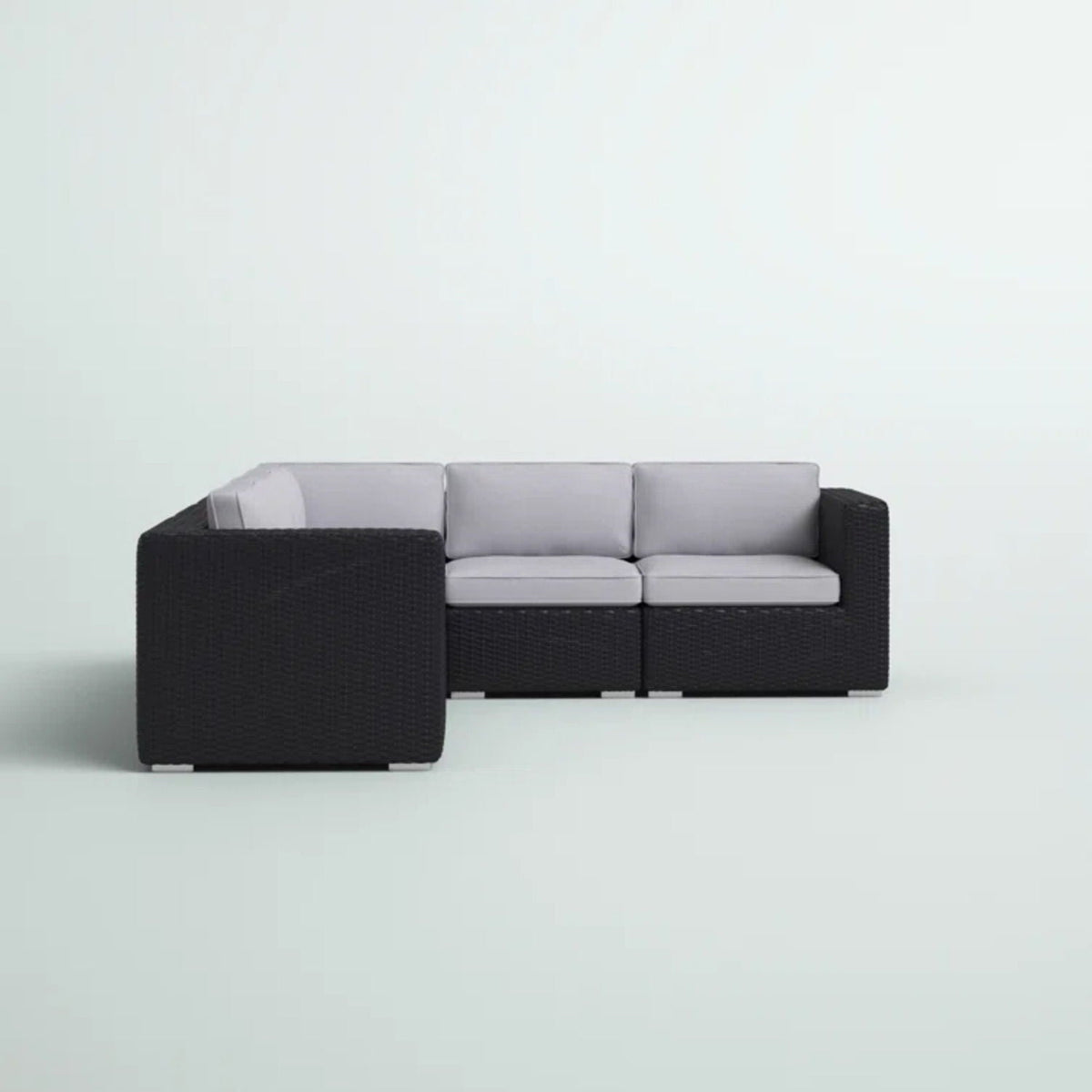 Luxurious wicker patio sectional with gray Sunbrella cushions, 3-piece by HouseOfZazla on Tampa Home & Garden Store
