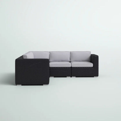 Luxurious wicker patio sectional with gray Sunbrella cushions, 3-piece by HouseOfZazla on Tampa Home & Garden Store