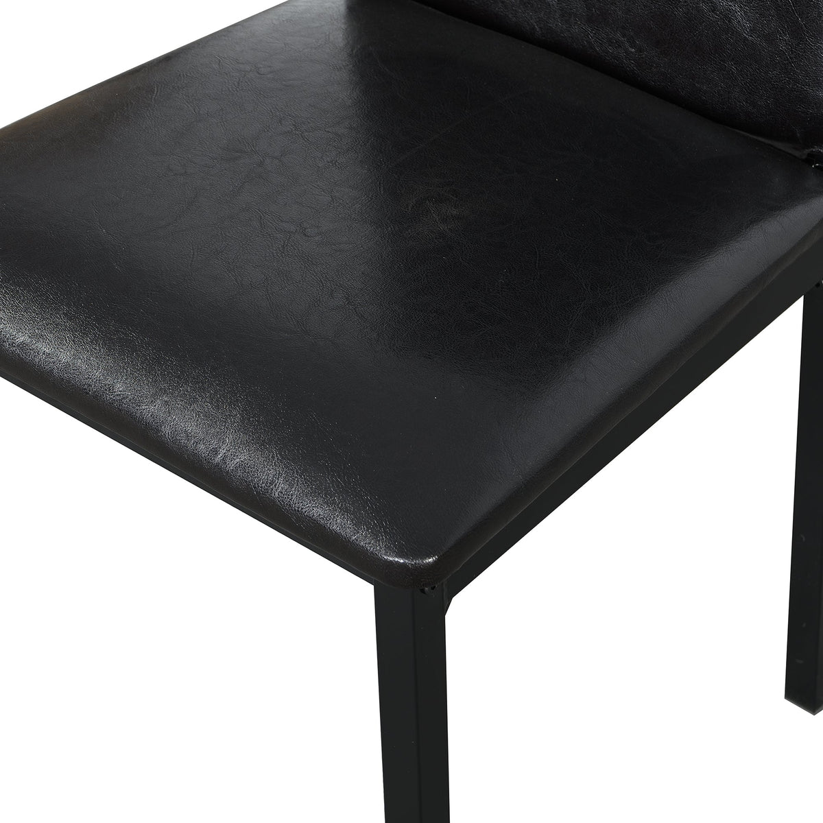 Black faux-leather dinette seat cushion with metal frame and legs on Tampa Home & Garden Store