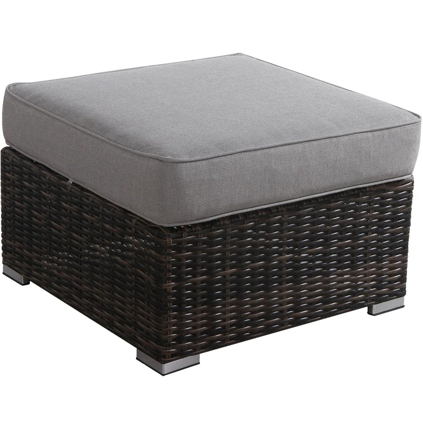 Premium Outdoor Wicker Ottoman and Cushion Set
