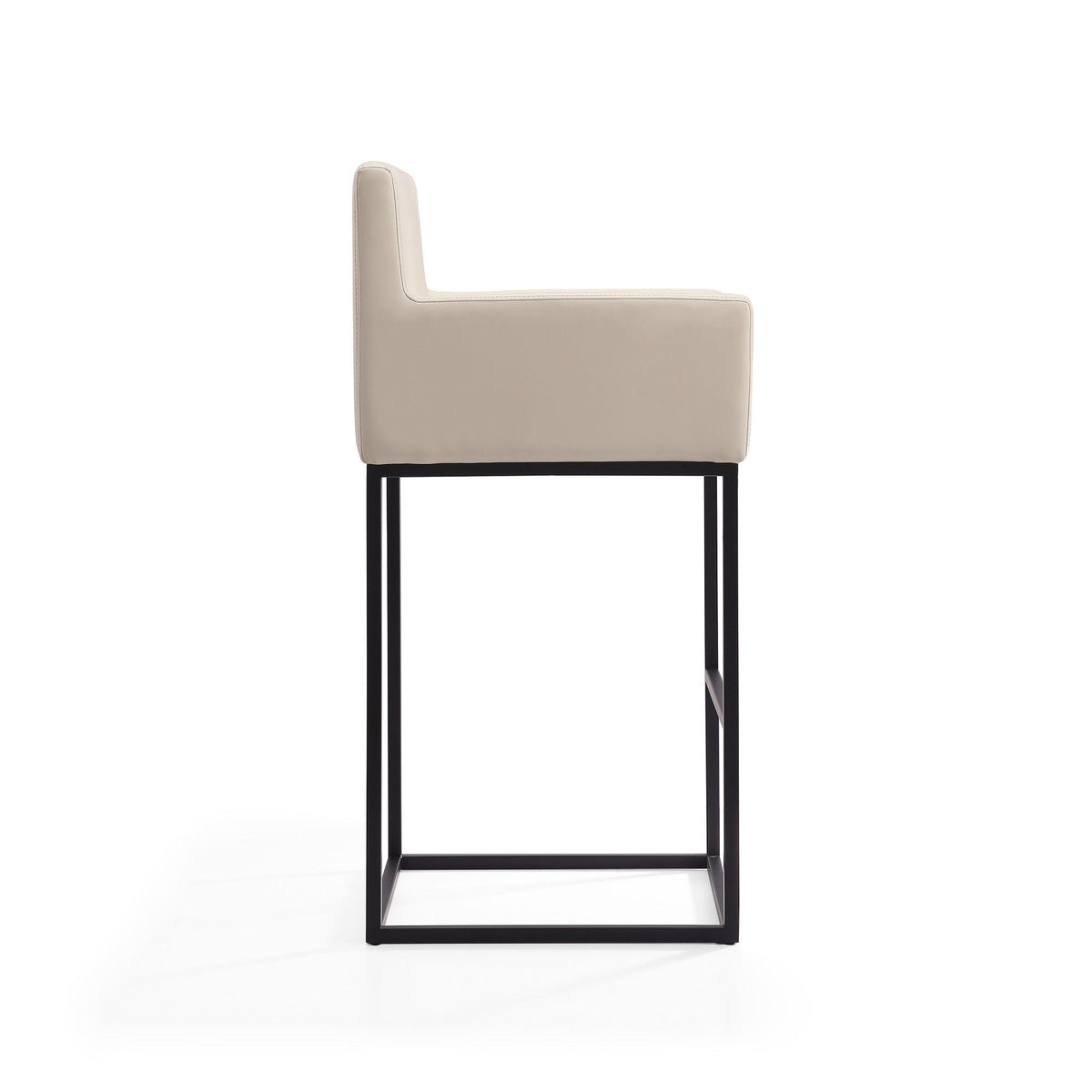 Ambassador Counter Stool beige upholstery with square black metal frame by HouseOfZazla on Tampa Home & Garden Store