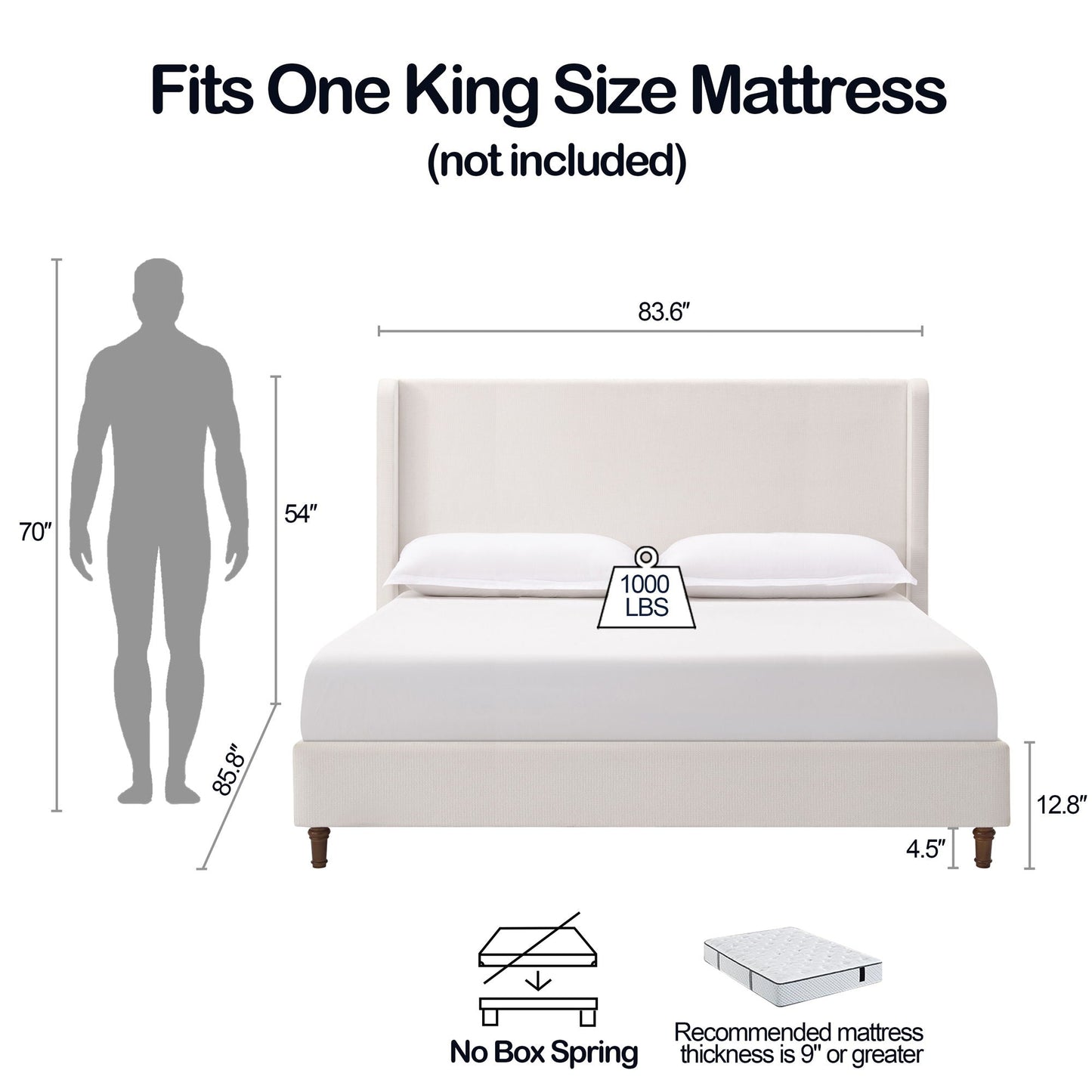 Harper Tall Headboard Upholstered Bed Elegance