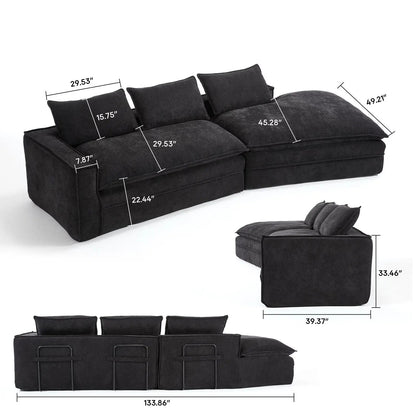 Modern minimalist modular sectional sofa with right-facing chaise charcoal by Unique Piece on Tampa Home & Garden Store