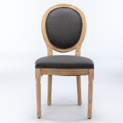 French style solid wood dining chair with natural wood frame and dark gray cushioned back on Tampa Home & Garden Store