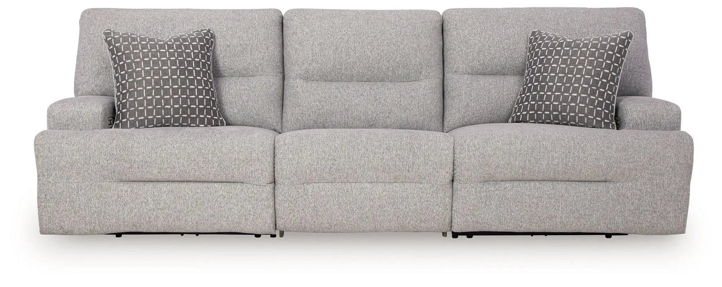 Acklen Place - Reclining Sectional light gray fabric with two pillows by Unique Piece Furniture on Tampa Home & Garden Store