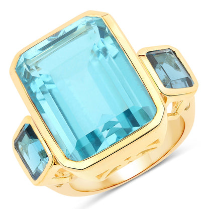 Pariba quartz and blue topaz ring with square-cut stones by Bids.com on Tampa Home & Garden Store