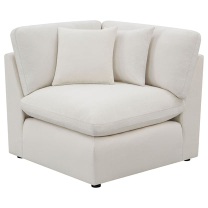 Greeley 5-Piece Upholstered Sectional Sofa Ivory fabric with rounded arms by HouseOfZazla on Tampa Home & Garden Store