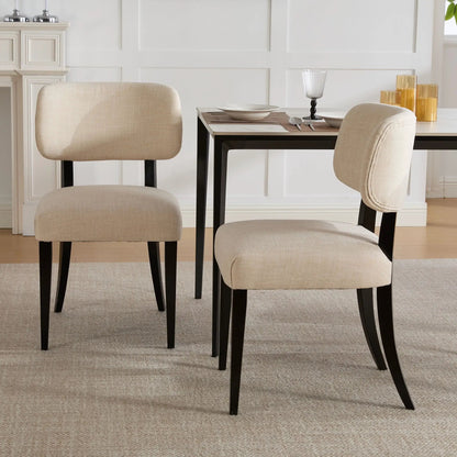 Cream Upholstery Kitchen Dining Chairs Set of Two